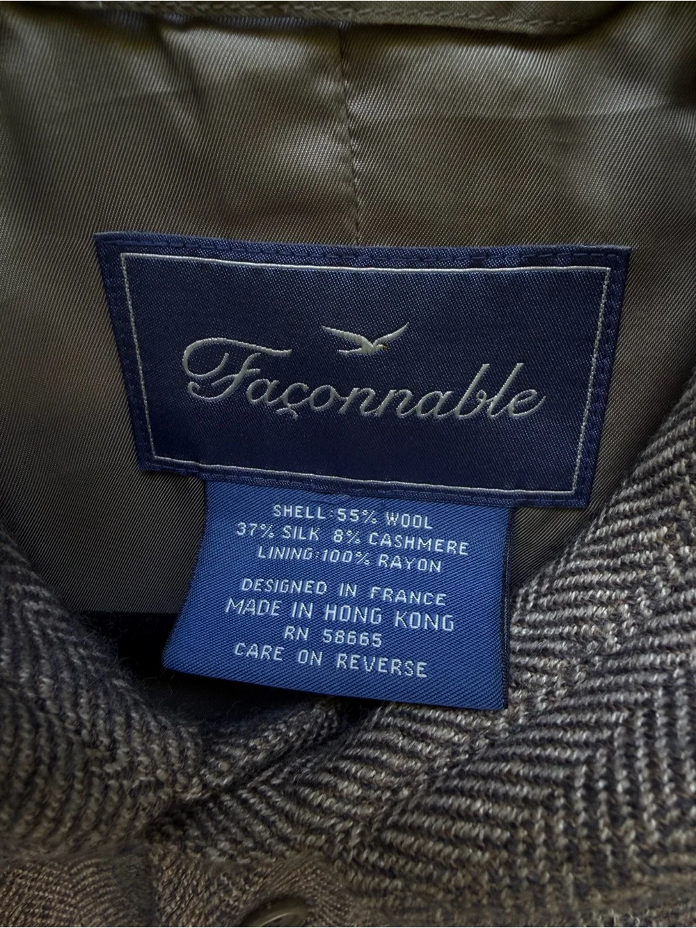 Façonnable Wool Silk Cashmere Herringbone Shirt Jacket Overshirt Grey